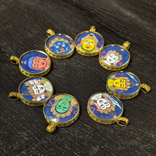 Rebgong Lama Artist Rough Style Buddha Head Pendant Collection featuring 18K Gold Inlay and Sapphire Mirror Surface – Tibetan Buddhist Jewelry