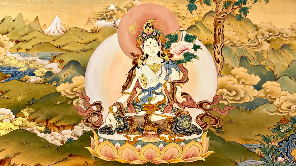 Karma Gadri Style Thangka: The Elegant Fusion of Tibetan Spirituality & Chinese Painting Aesthetics