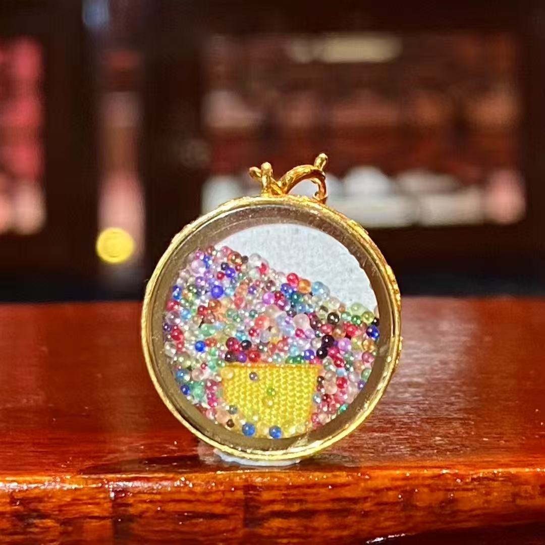 Hand-painted mini Ghau bead clasp for bracelets and necklaces. Fine Tibetan-style jewelry accessory with sacred storage design. Wholesale supply available.
