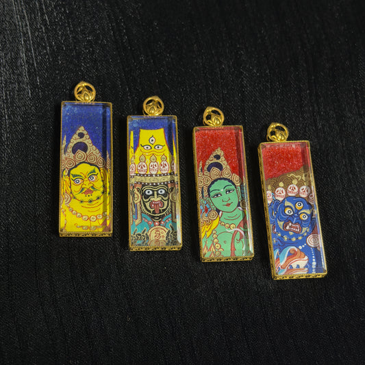 Rebgong Lama Artist Rough Style Buddha Head Pendant Collection featuring 18K Gold Inlay and Sapphire Mirror Surface – Tibetan Buddhist Jewelry