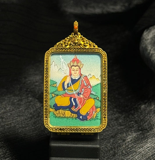 Ksitigarbha Bodhisattva Pendant – Tibetan Traditional Style | Hand-painted Mini Thangka | 2.5 × 3.5 cm